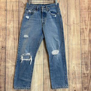 Levis Premium 501 Jeans Women 26 Blue Straight High Rise Denim Button Fly‎ 26x26